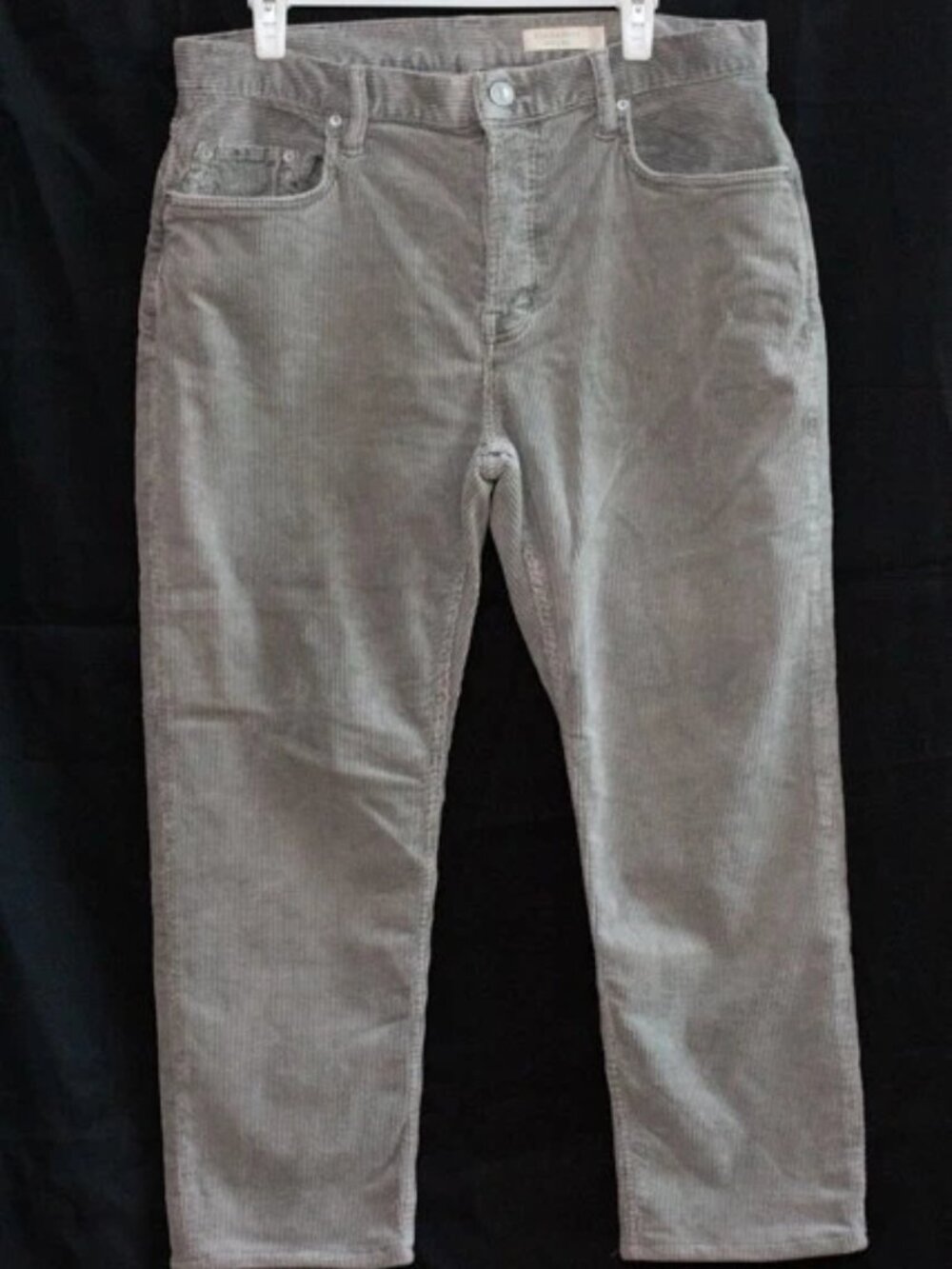 Allsaints Jack Wide Wale Corduroy Pants Gray Organic Cotton Button Fly 32 x 25"